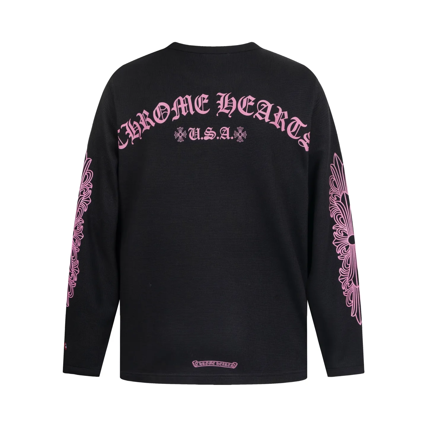 🅿️380 [Exclusive supply] CH Crow Heart USA limited black pink waffle long sleeves. The original version was purchased for 3500 and developed. The fabric is made of 280g cotton waffle double-layer material, and the printing is made of high-temperature heat transfer. The embroidery adopts imported Tajima embroidery. The overall wiring is straight and delicate, the fabric is comfortable and soft, and the color is consistent without color difference. It can be matched with the same style to create a fashionable look and control various occasions. Customized accessories, complete with three standards, same style for men and women! Size:S/M/L